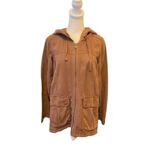 American Eagle Hooded Cargo Utility Jacket Full Zip Womens Size Small Peach